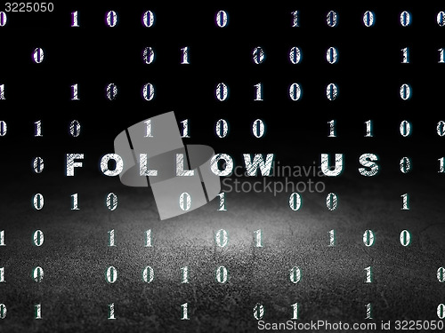 Image of Social network concept: Follow us in grunge dark room