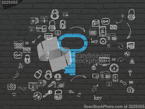 Image of Security concept: Key on wall background