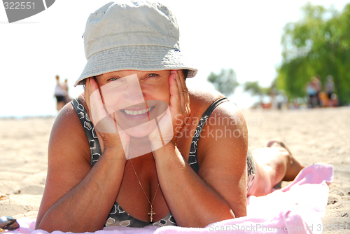 Image of Mature woman beach