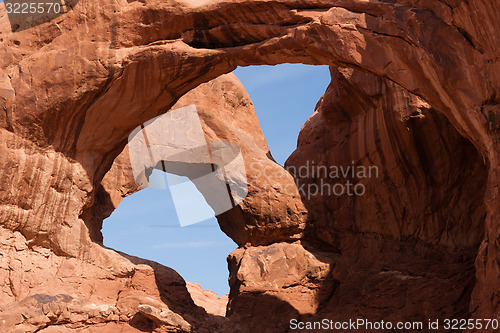 Image of Arches National Park Rock Formations Double Window Arch