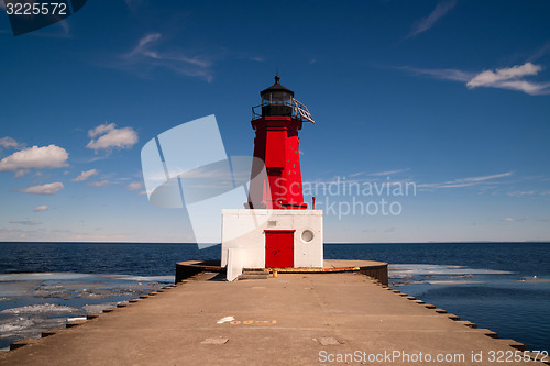 Image of Menominee Harbor North Pier Lighthouse Green Bay Wisconsin Lake 