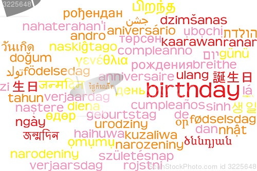 Image of Birthday multilanguage wordcloud background concept