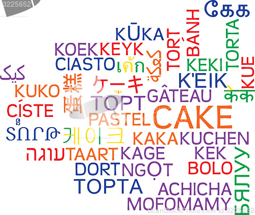 Image of Cake multilanguage wordcloud background concept