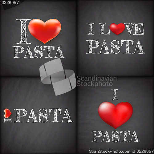 Image of I love pasta Set handwritten. EPS 10