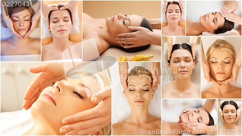 Image of women having facial treatment in spa salon