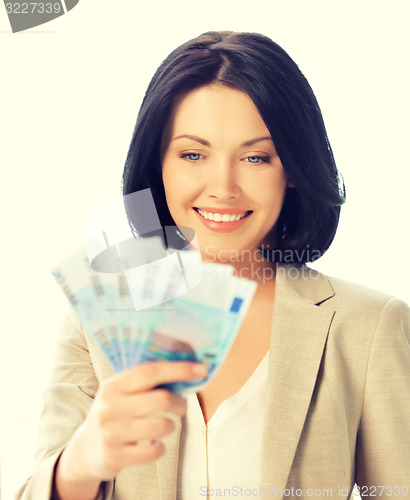 Image of lovely woman with euro cash money