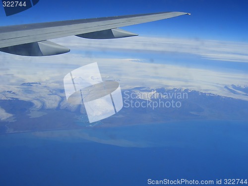 Image of Icelandic Glacier and airplane wing