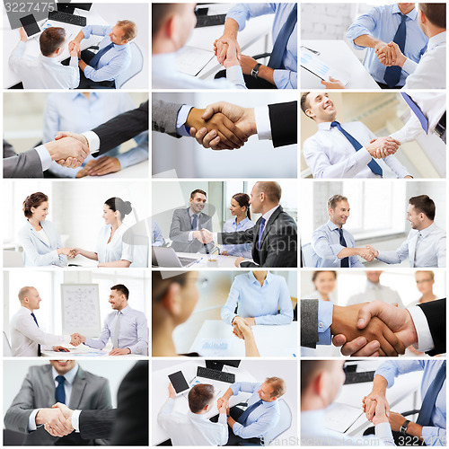Image of collage with business handshake