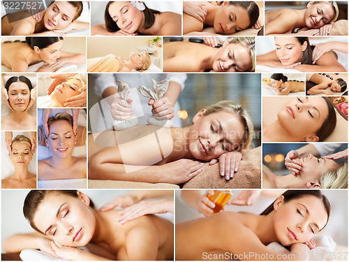 Image of women having facial or body massage in spa salon
