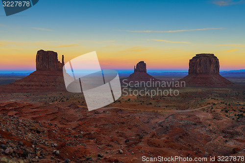 Image of monument valley at dusk, navajo nation, az