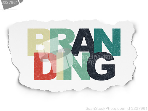 Image of Advertising concept: Branding on Torn Paper background