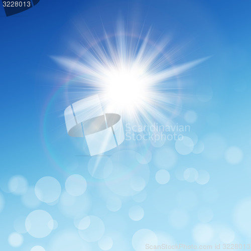 Image of The sun in the blue sky. EPS 10