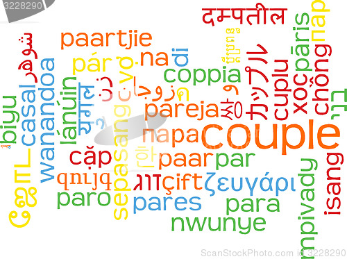 Image of Couple multilanguage wordcloud background concept
