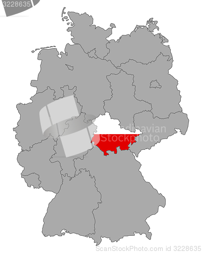 Image of Map of Germany with flag of Thuringia