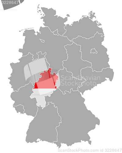 Image of Map of Germany with flag of Hesse