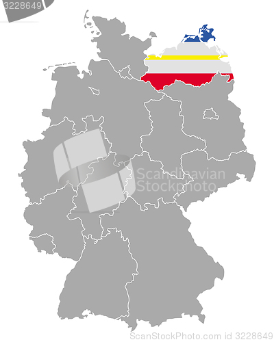 Image of Map of Germany with flag of Mecklenburg-Vorpommern