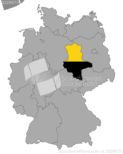 Image of Map of Germany with flag of Saxony-Anhalt