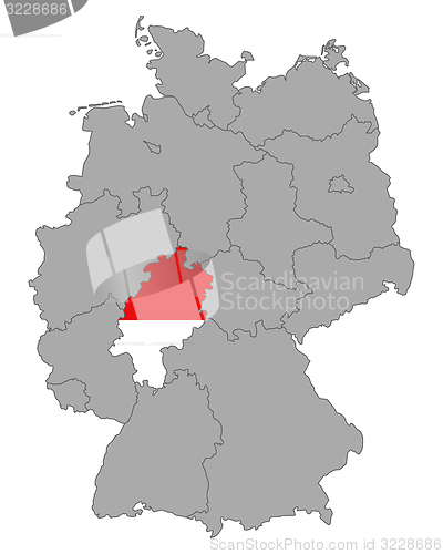 Image of Map of Germany with flag of Hesse