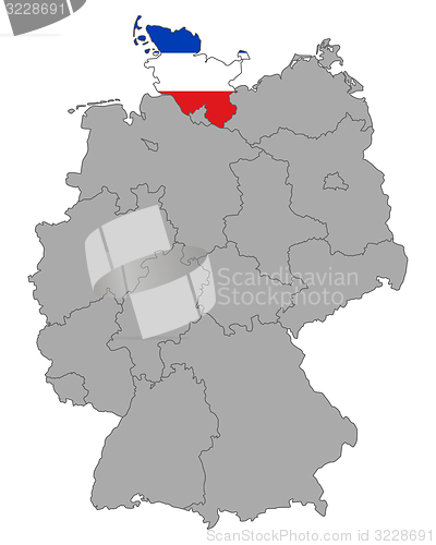 Image of Map of Germany with flag of Schleswig-Holstein