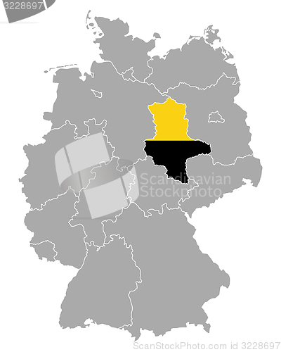 Image of Map of Germany with flag of Saxony-Anhalt