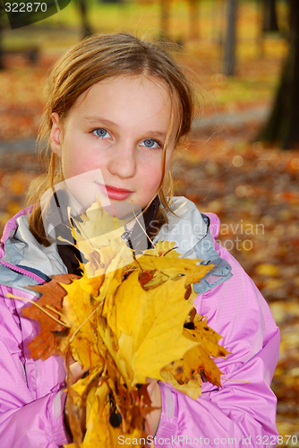 Image of Girl with leaves