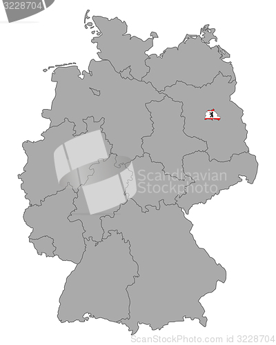 Image of Map of Germany with flag of Berlin