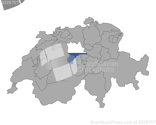 Image of Map of Switzerland with flag of Luzern
