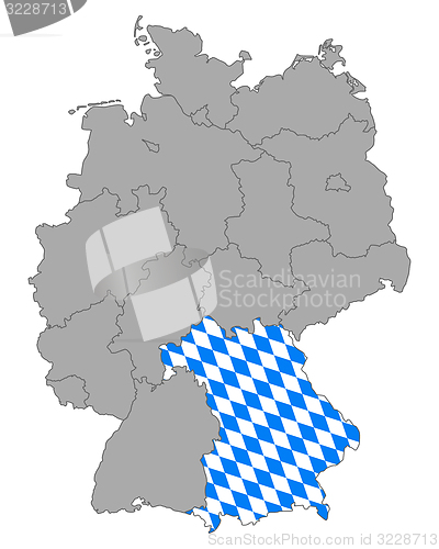 Image of Map of Germany with flag of Bavaria