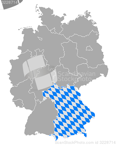 Image of Map of Germany with flag of Bavaria