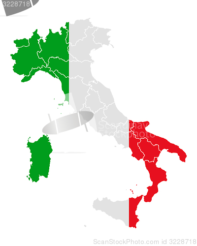 Image of Map and flag of Italy