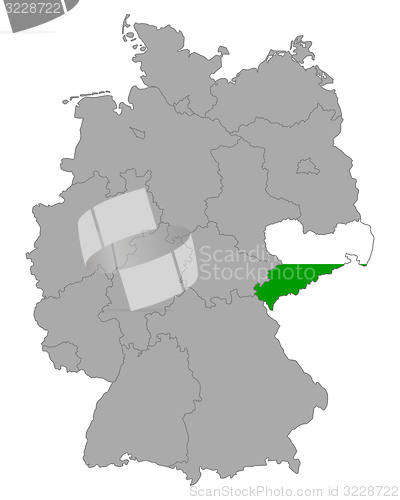 Image of Map of Germany with flag of Saxony
