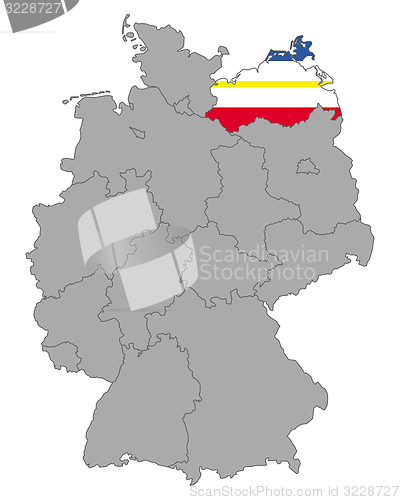 Image of Map of Germany with flag of Mecklenburg-Vorpommern
