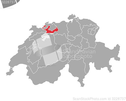 Image of Map of Switzerland with flag of Solothurn