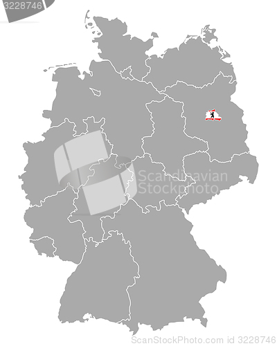 Image of Map of Germany with flag of Berlin