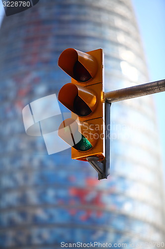 Image of green traffic light in the city