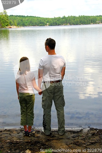 Image of Father daughter lake