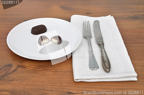 Image of Chocolate candies on plate