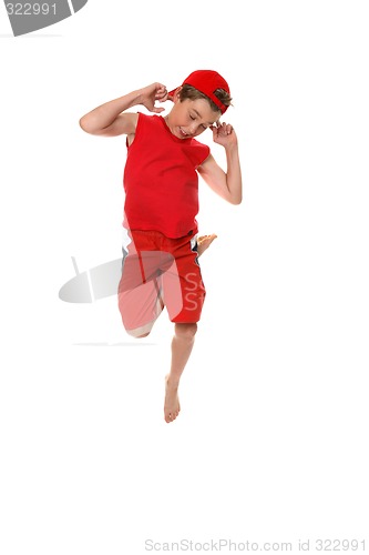 Image of Funny face boy hopping