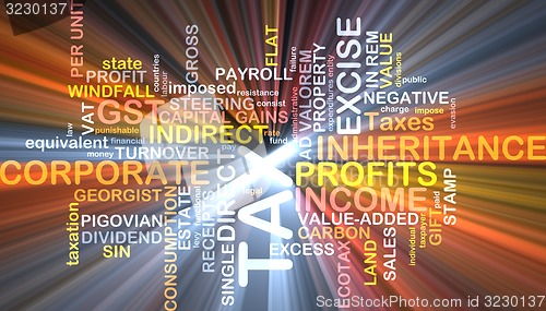 Image of Tax wordcloud concept illustration glowing