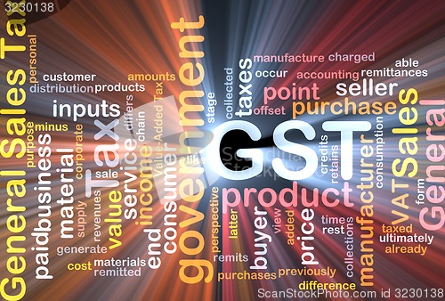 Image of GST wordcloud concept illustration glowing