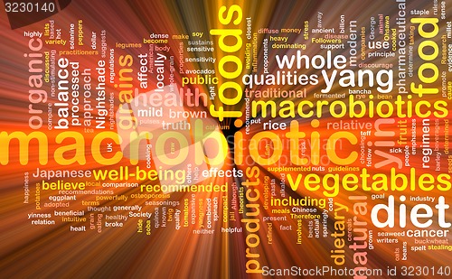 Image of Macrobiotic wordcloud concept illustration glowing