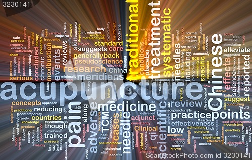 Image of Acupuncture wordcloud concept illustration glowing