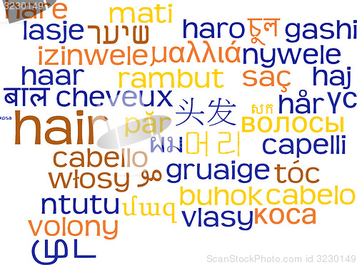 Image of Hair multilanguage wordcloud background concept