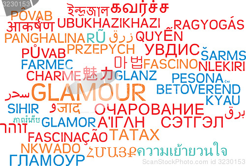 Image of Glamour multilanguage wordcloud background concept