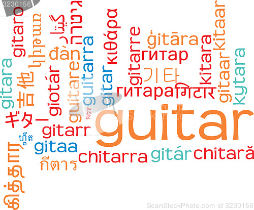 Image of Guitar multilanguage wordcloud background concept