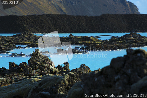 Image of Milky white and blue water of the geothermal bath Blue Lagoon in