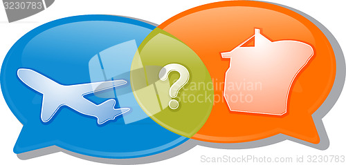 Image of Air sea transport Conversation negotiation argument Illustration