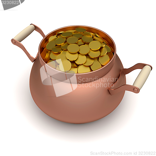 Image of Gold soins in the bronze pot.