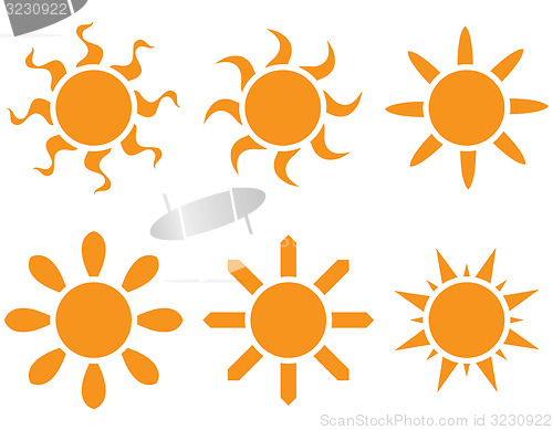 Image of Vector set. The sun in different shapes