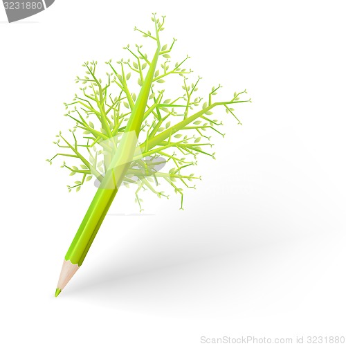 Image of Green tree pencil. EPS 10